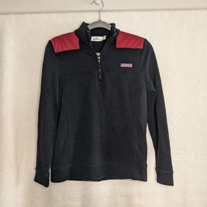 Vineyard Vines Shep Shirt Pullover Womens Size Small Black Red Whale Quarter Zip
